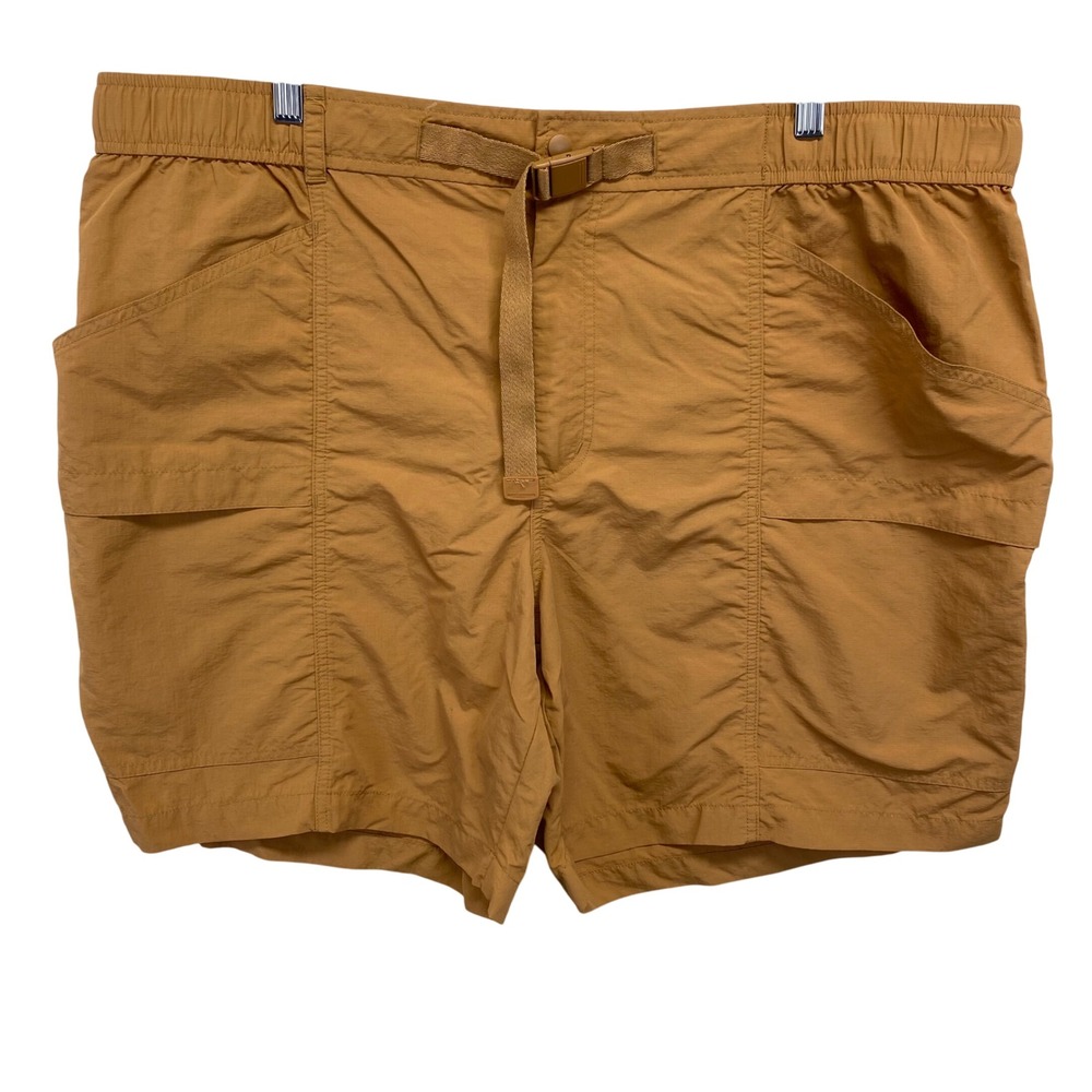 Eddie Bauer Men's XXL Pumpkin Nylon Outdoor Cargo Shorts Belted Elastic Waist.